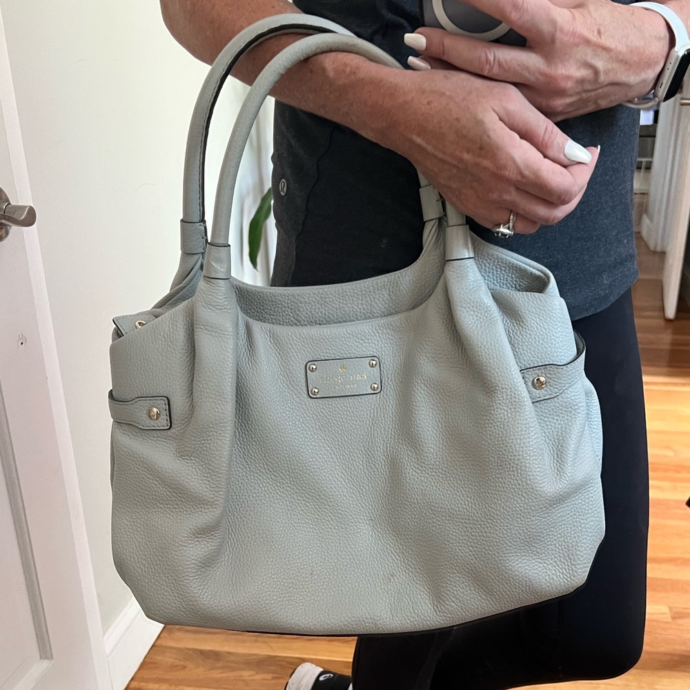 KATE SPADE Berkshire Road Stevie Satchel WKRU1247 GRAY Pebble Leather